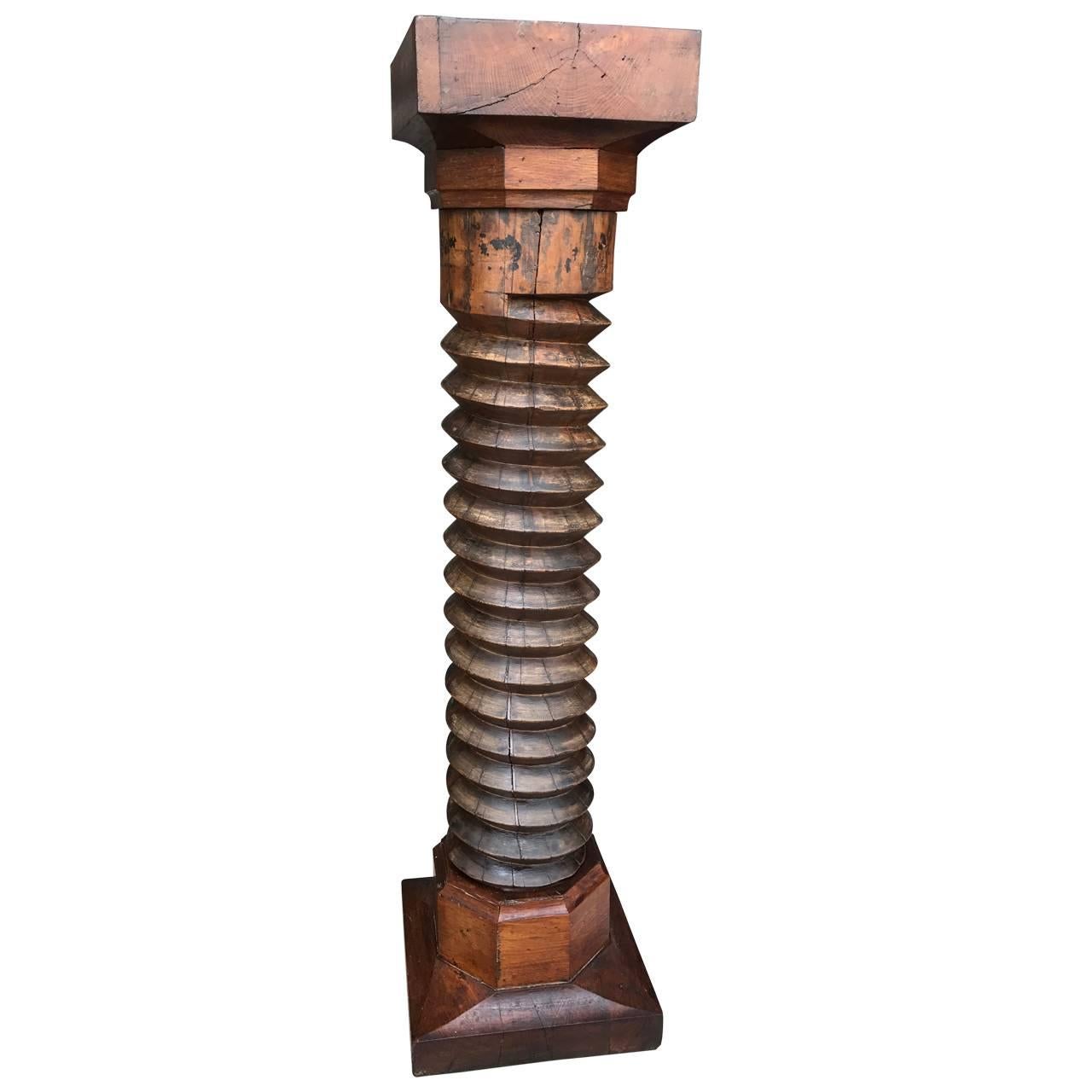 Wooden Corkscrew Style Pedestal