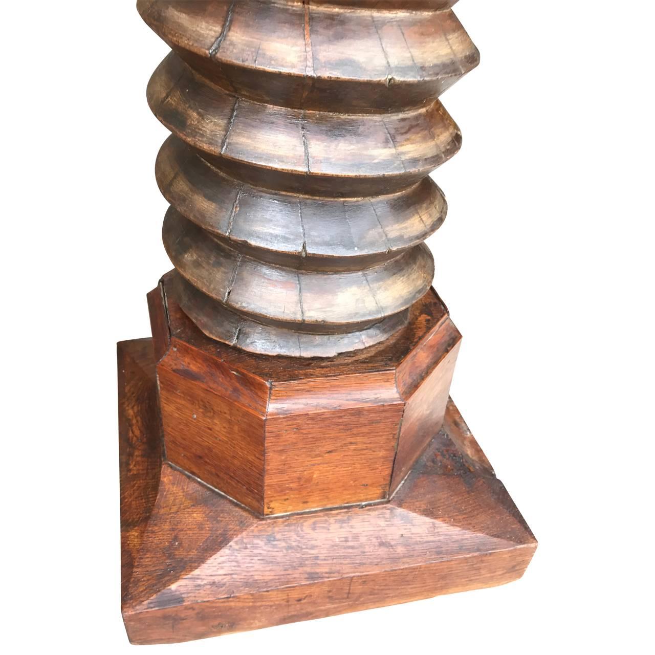 Wooden Corkscrew Style Pedestal In Good Condition In Haddonfield, NJ