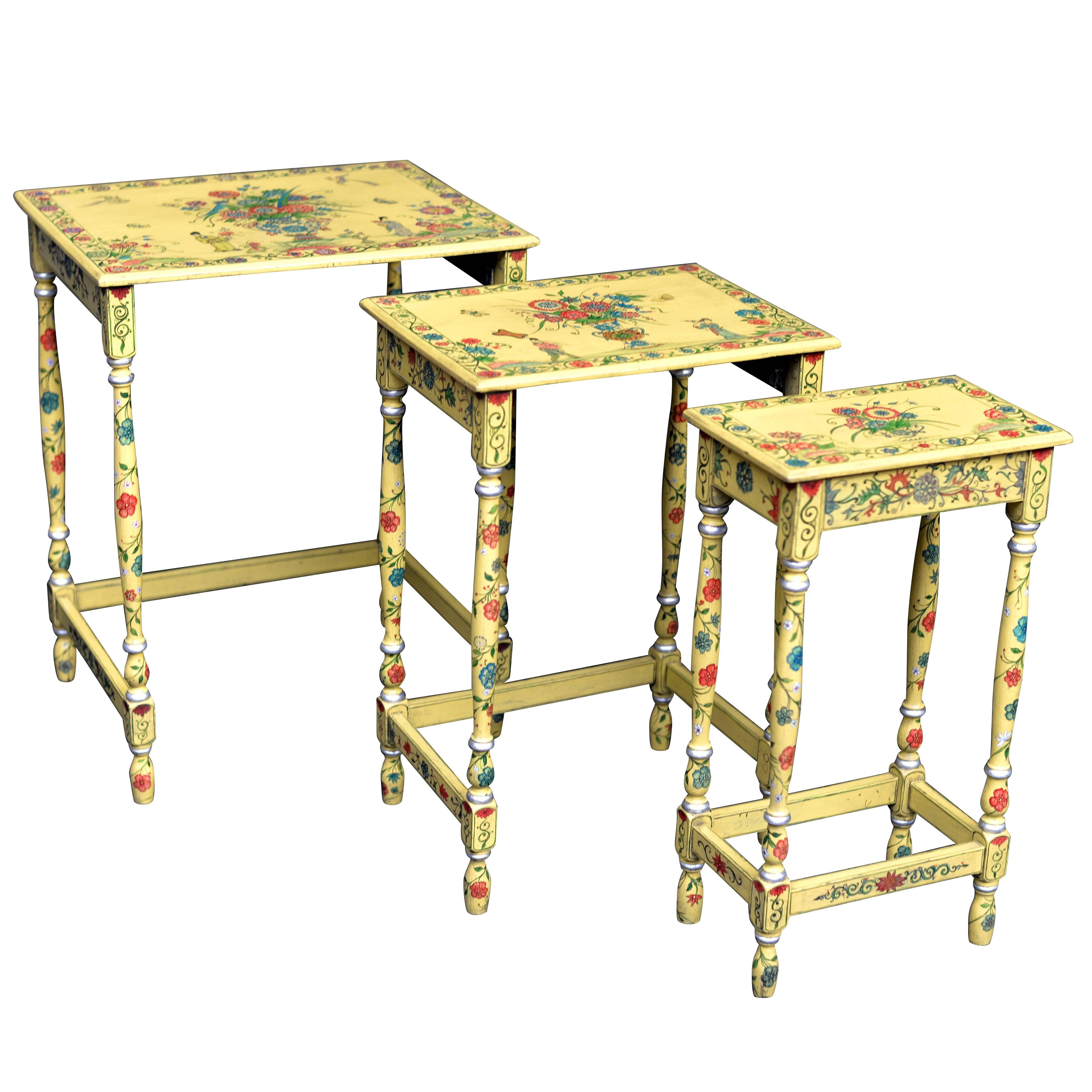 19th Century Japanned Lacquer Nest Tables, circa 1890 For Sale