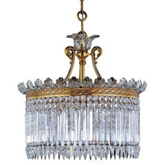 Retro Baccarat Crystal Chandelier, Thirteen-Light Gilt Bronze, France, 20th Century