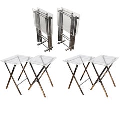 Set of Lucite and Chrome Tray Tables
