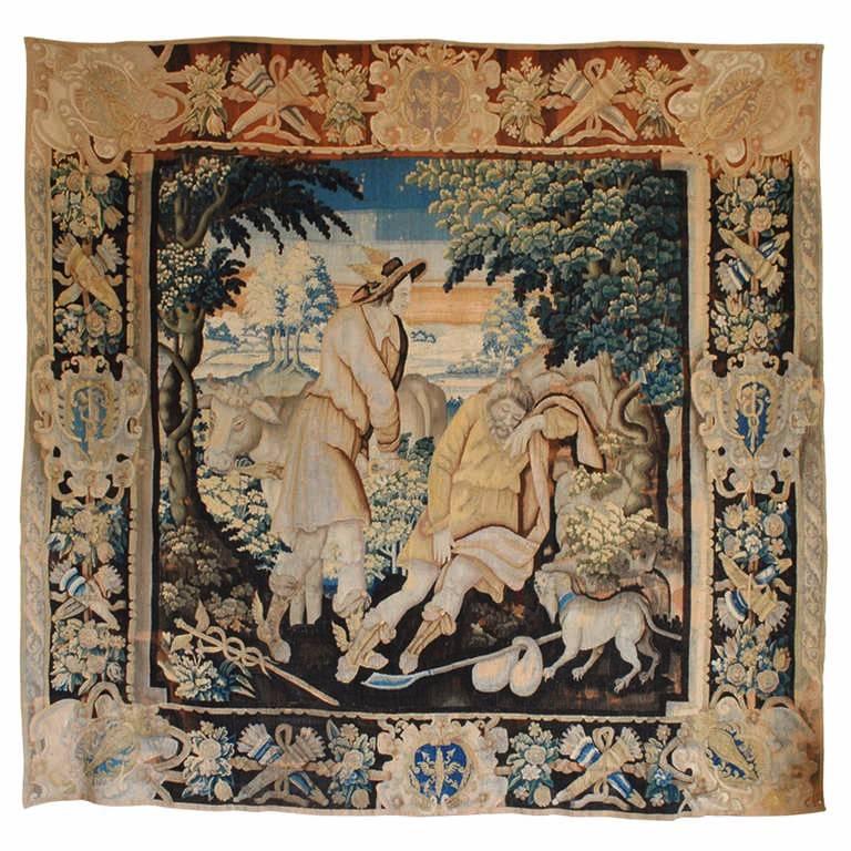 17th Century Flemish Tapestry, "Rescue of the Nymph Io from the Giant Argus" For Sale