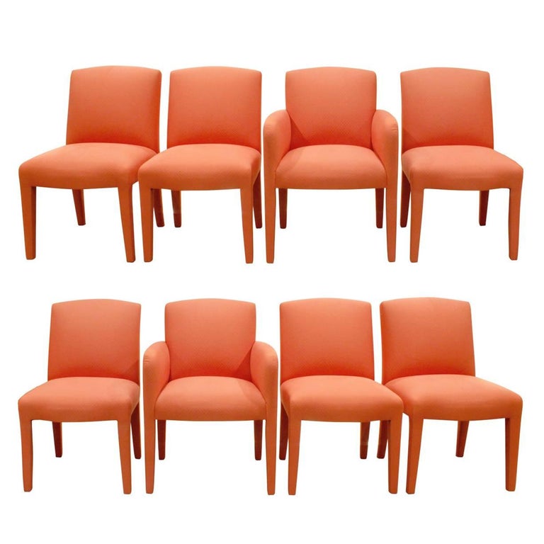 Donghia Set of 8 Salmon Dining Chairs, 1980s at 1stDibs