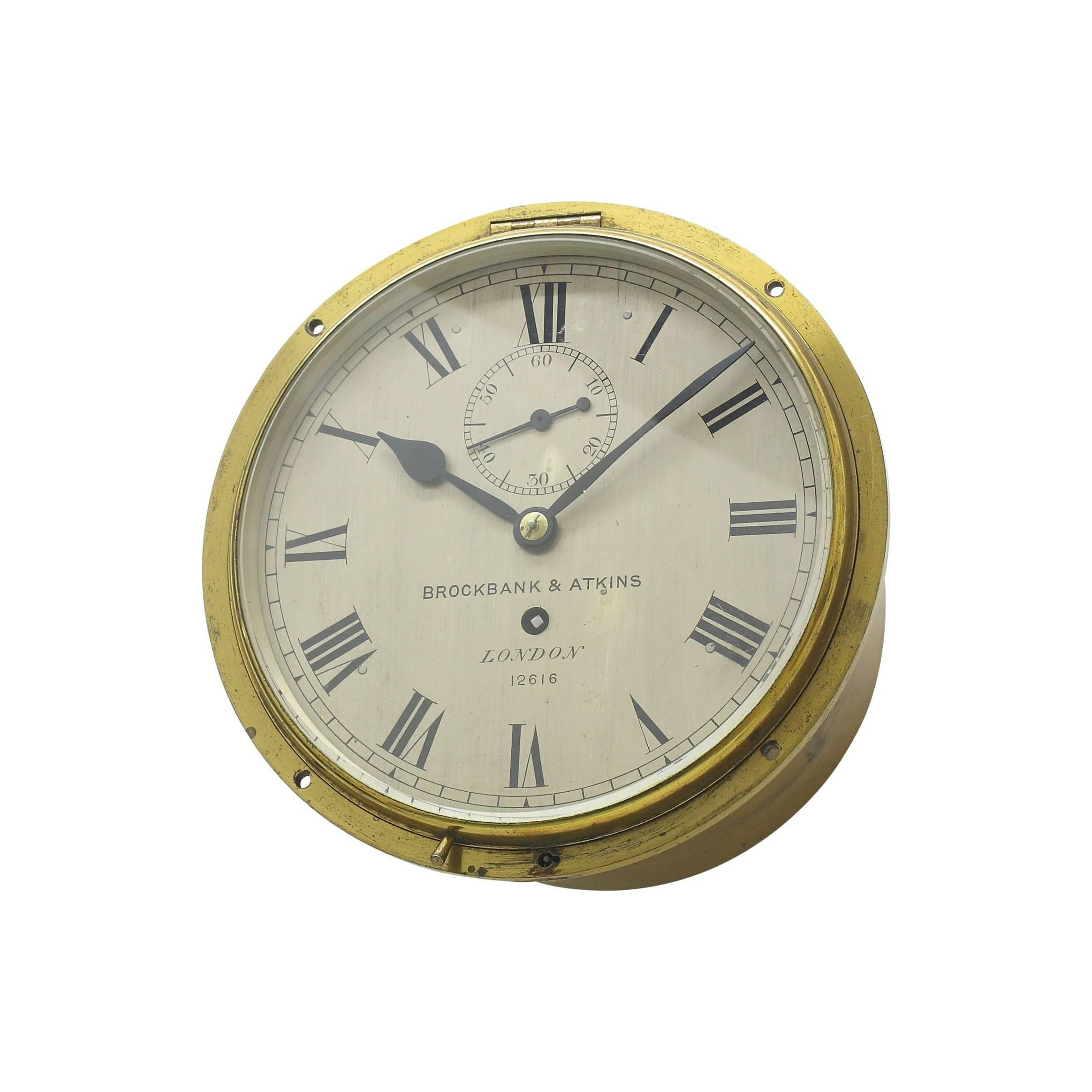 Rare English 1870s Recessed 8-Day Bulkhead Clock For Sale