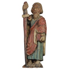 19th Century Naive Carved Wood St Paul in Original Paint