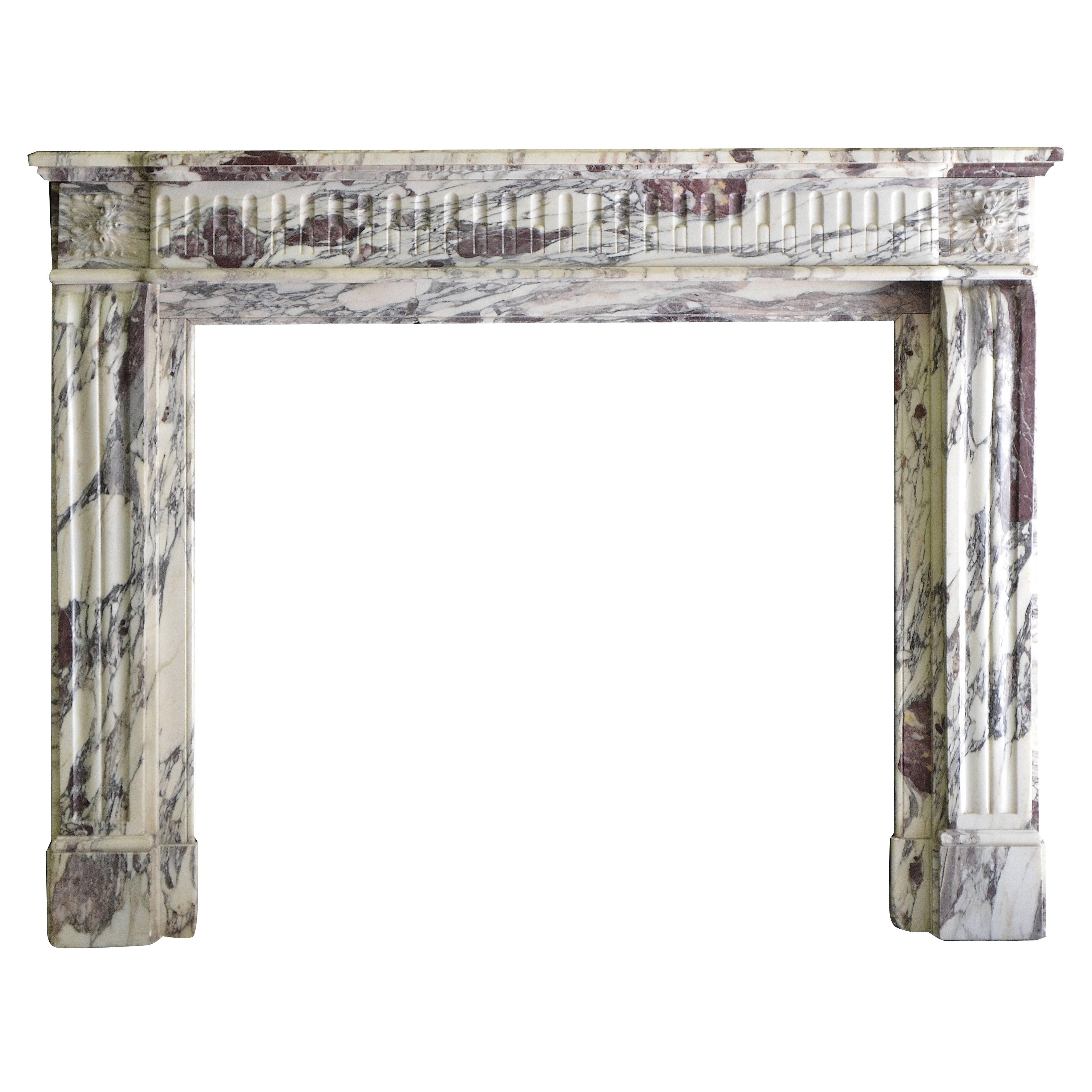 Antique Fireplace from France, Louis XVI Style Mantel in Breche Violet