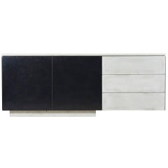 Solid Walnut, Blackened Steel and Cast Concrete "C-210" Cantilevered Credenza