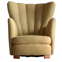 Fritz Hansen Attributed Model 1672 Variant High Back Lounge Chair Denmark, 1940s
