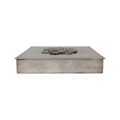 1970s, French Rectangular Silver Box with Coin Lid Detail by Christian Dior