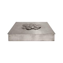 1970s, French Rectangular Silver Box with Coin Lid Detail by Christian Dior