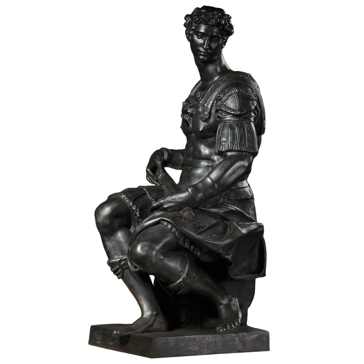 A 19th C. Cast Iron Statue of Giuliano de Medici by Foundry Val d'Osne