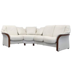 Used Ekornes Stressless Designer Corner Sofa Beige Leather Relax Function Couch