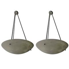 Single or Pair of Large Alabaster Chandeliers