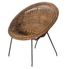 Midcentury brazilian Armchair in Metal and Reed by unknown author, 1960s