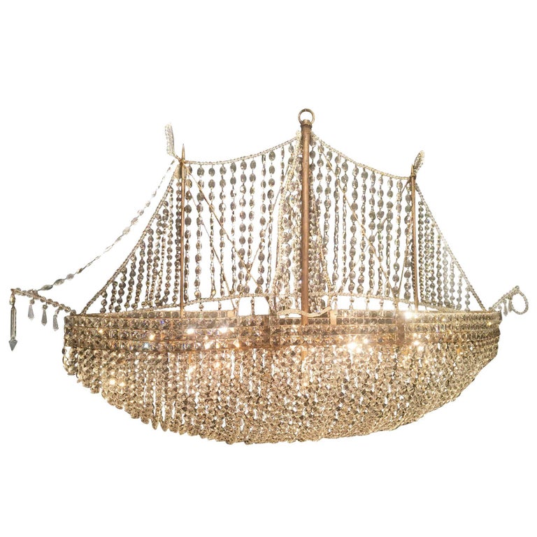 20th Century French Crystal Ship Chandelier at 1stDibs crystal ship