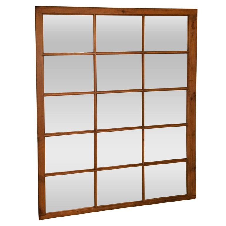 Very Large Antique English Pine Window Mirror at 1stDibs