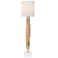 AMBROISE FLOORLAMP - Modern Gold Leaf Floorlamp with Carrara Marble Base