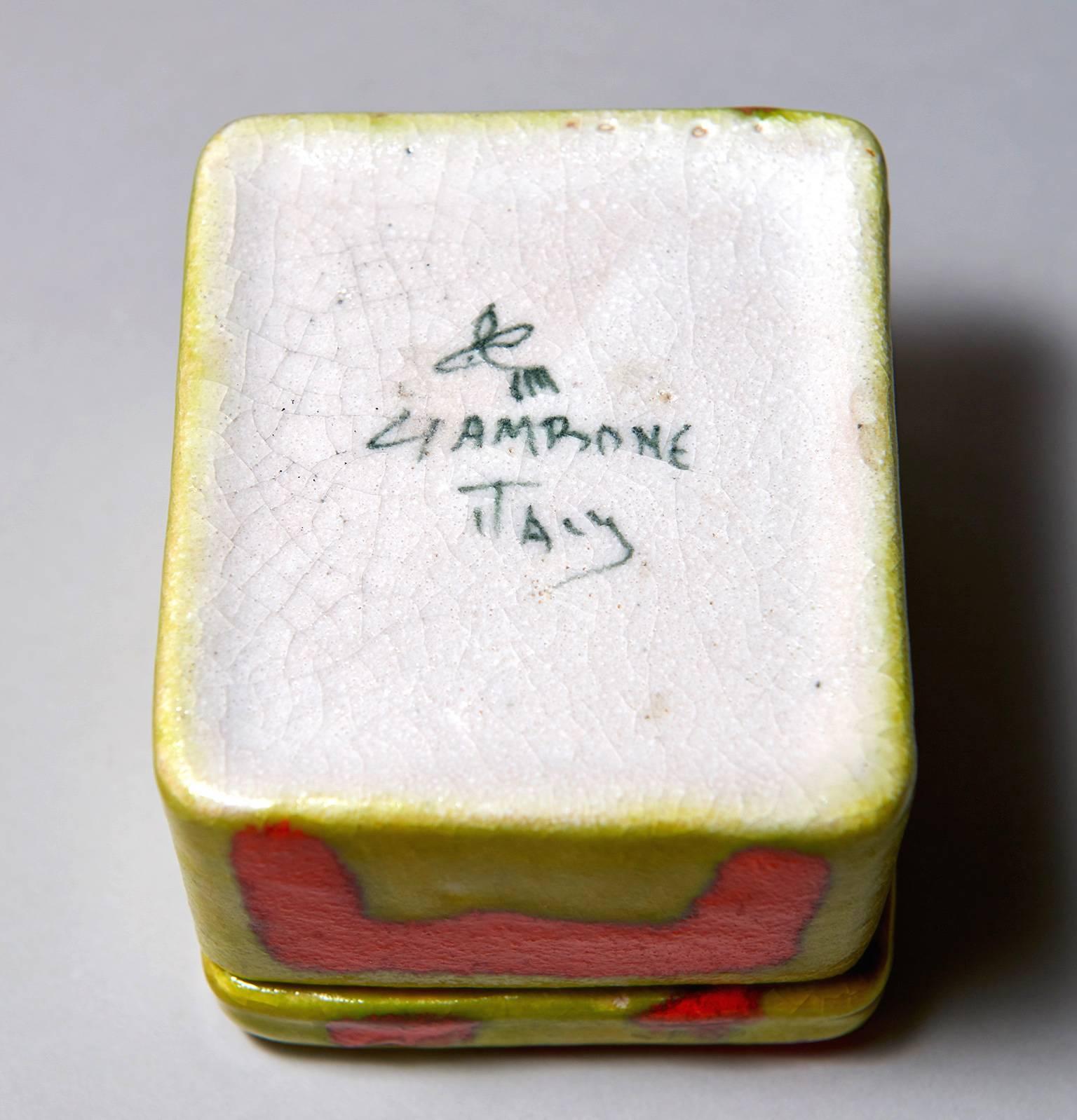 Glazed Ceramic Box by Guido Gambone For Sale