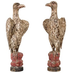 Giant Polychromed Eagles Couple, circa 1900 - Spectacular: 100 inches Height