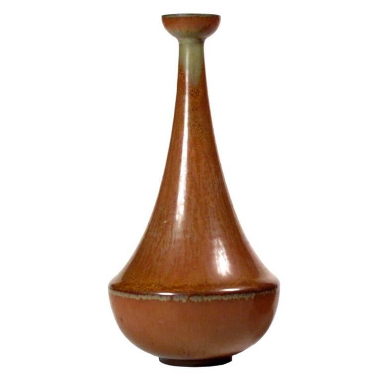 Ceramic Ochre Vase by Gunnar Nylund for Rorstrand For Sale