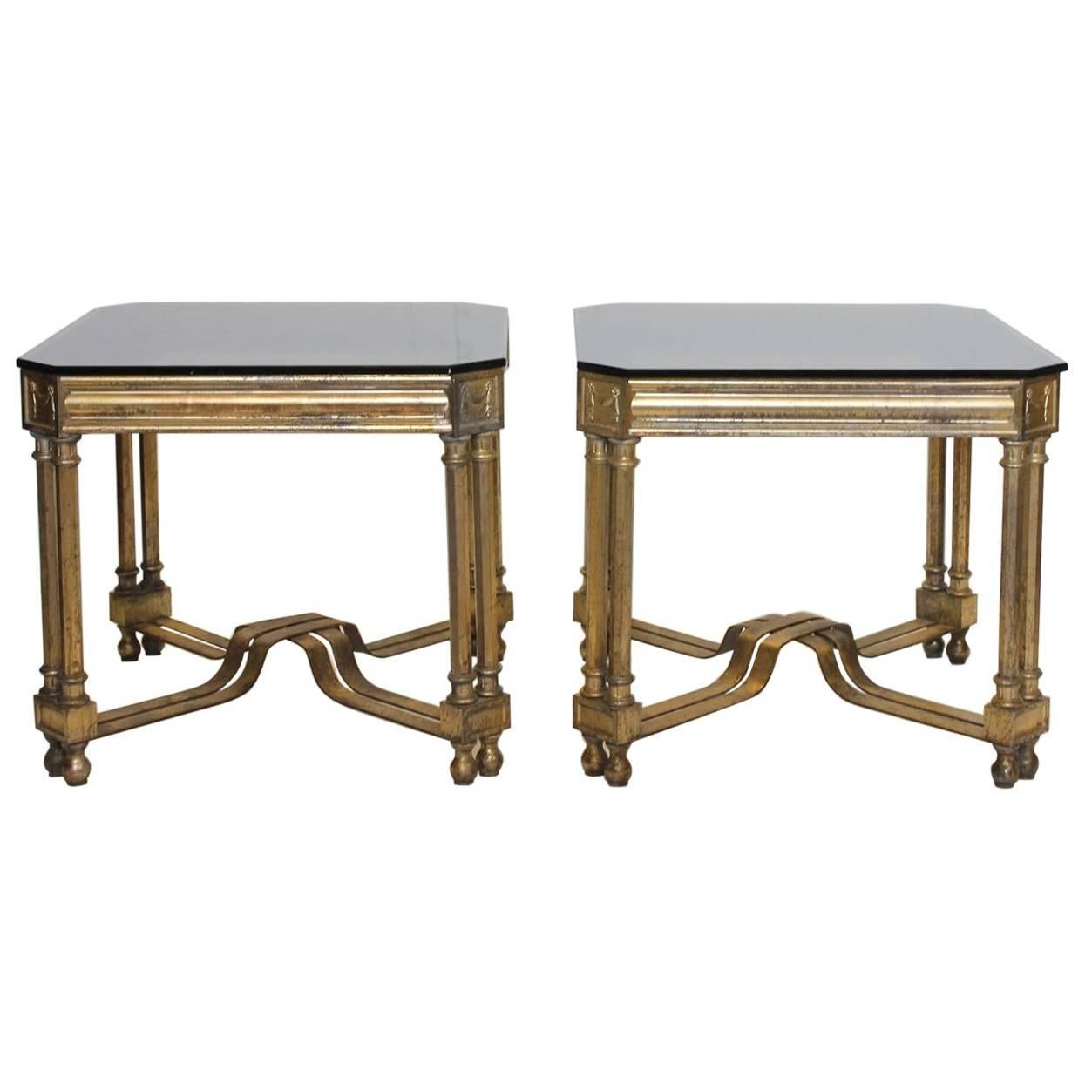 French Maison Jansen Style Silver Leaf Cocktail Tables For Sale