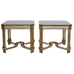 French Maison Jansen Style Silver Leaf Cocktail Tables