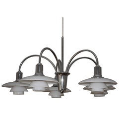 Poul Henningsen Limited Edition Bombardement 2/1 Chandelier, Opal Glass