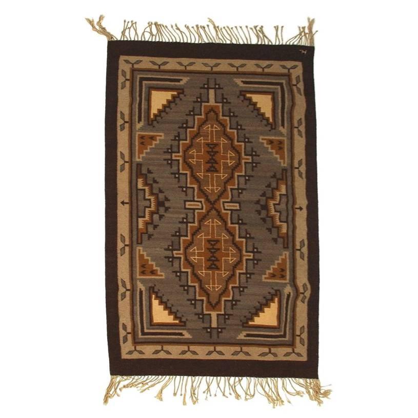 Vintage Navajo Geometric Flatweave Carpet