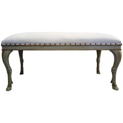 Late 19th-Early 20th Century Italian Painted and Gilt Wood Bench