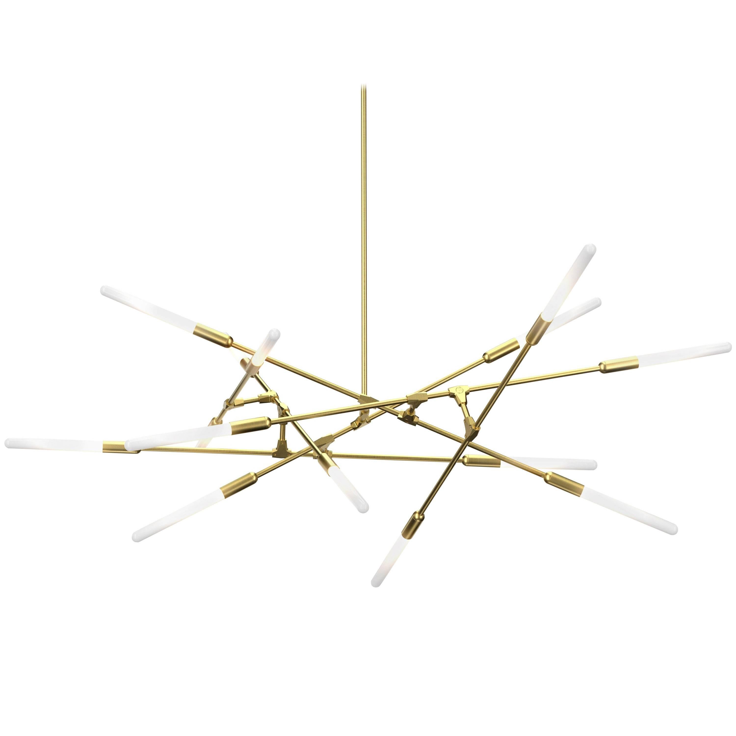 Dawn 14H Brushed Brass Chandelier by Matthew McCormick Studio For Sale