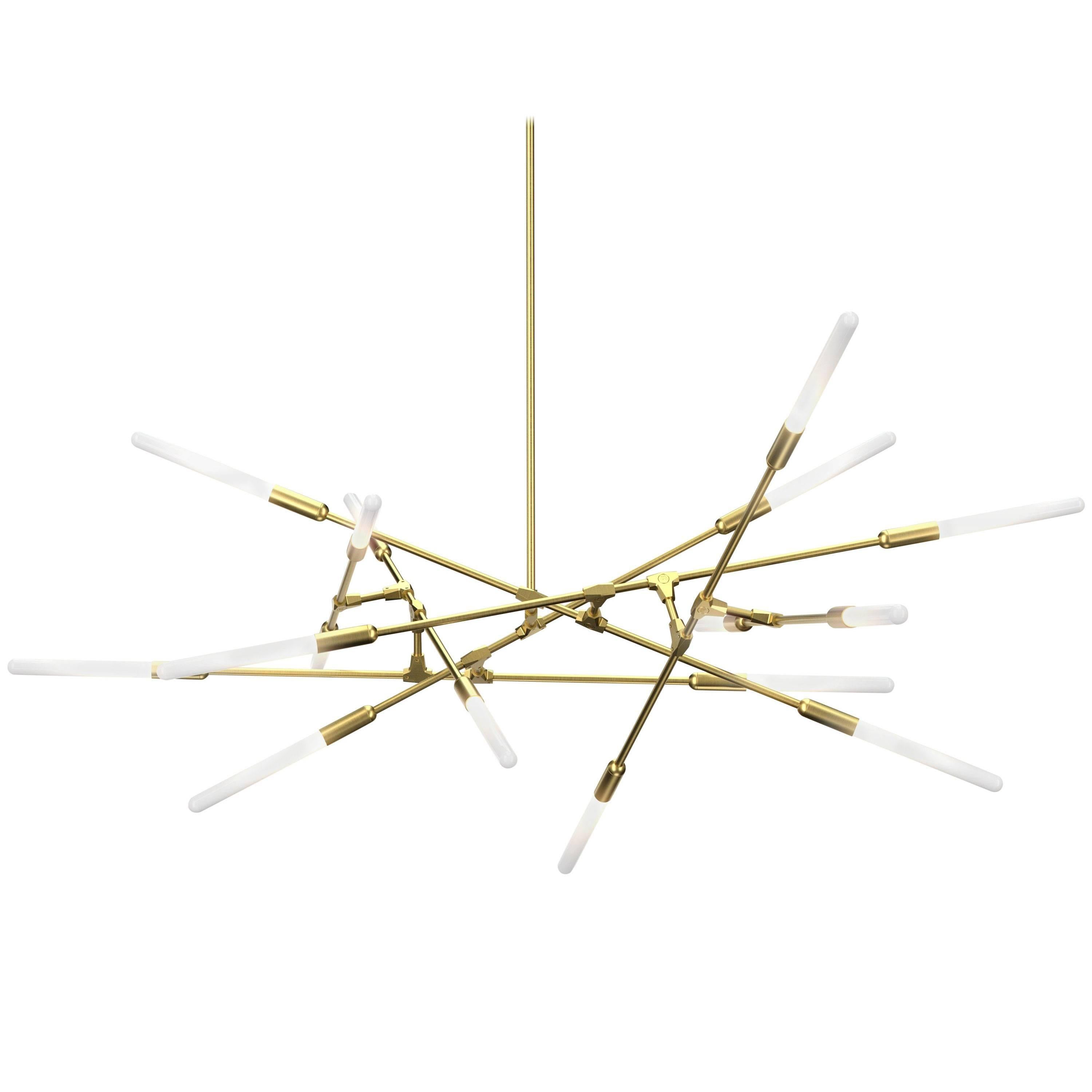 Dawn 16H Brushed Brass Chandelier by Matthew McCormick Studio For Sale