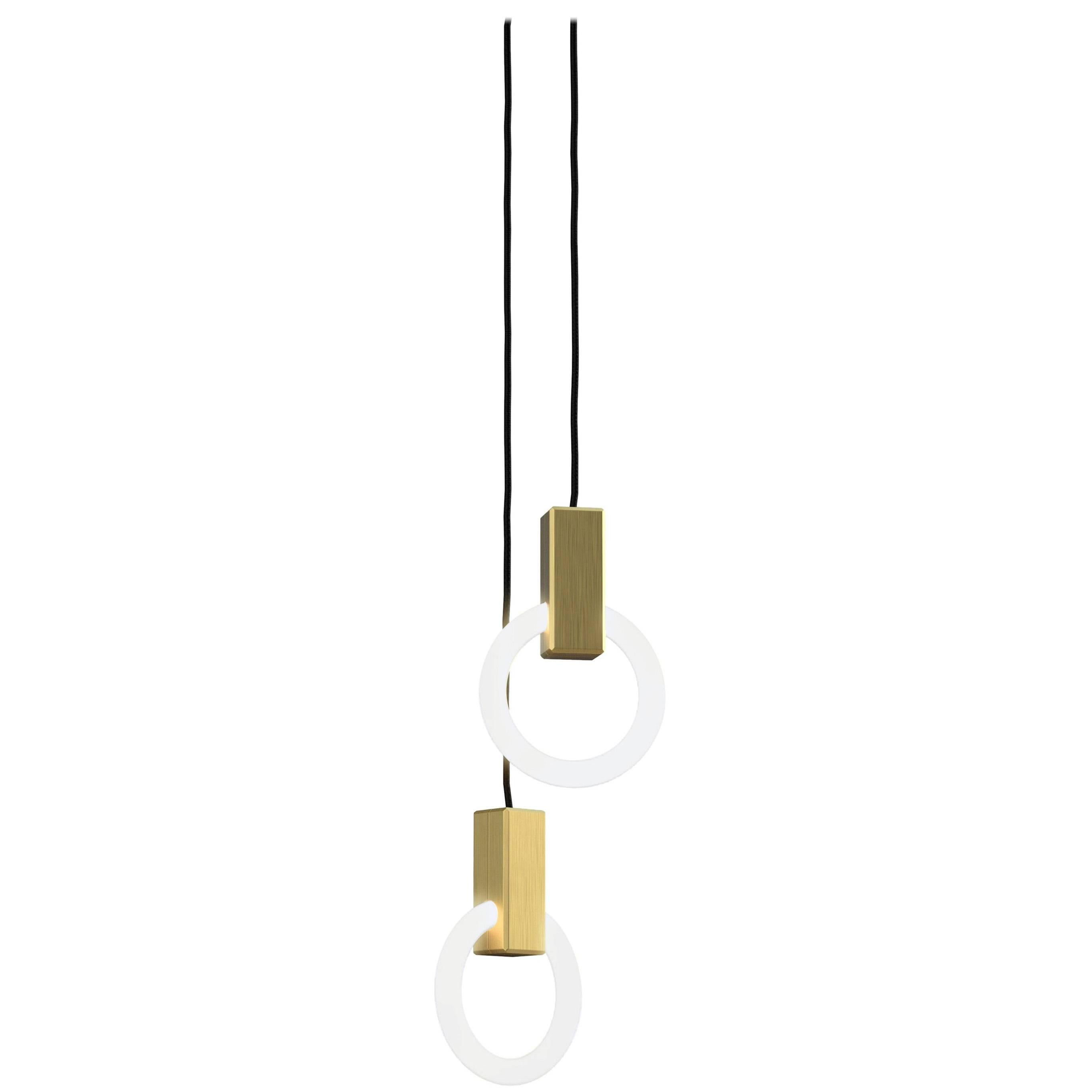 Halo C2 Brushed Brass Pendant (standard) by Matthew McCormick Studio For Sale