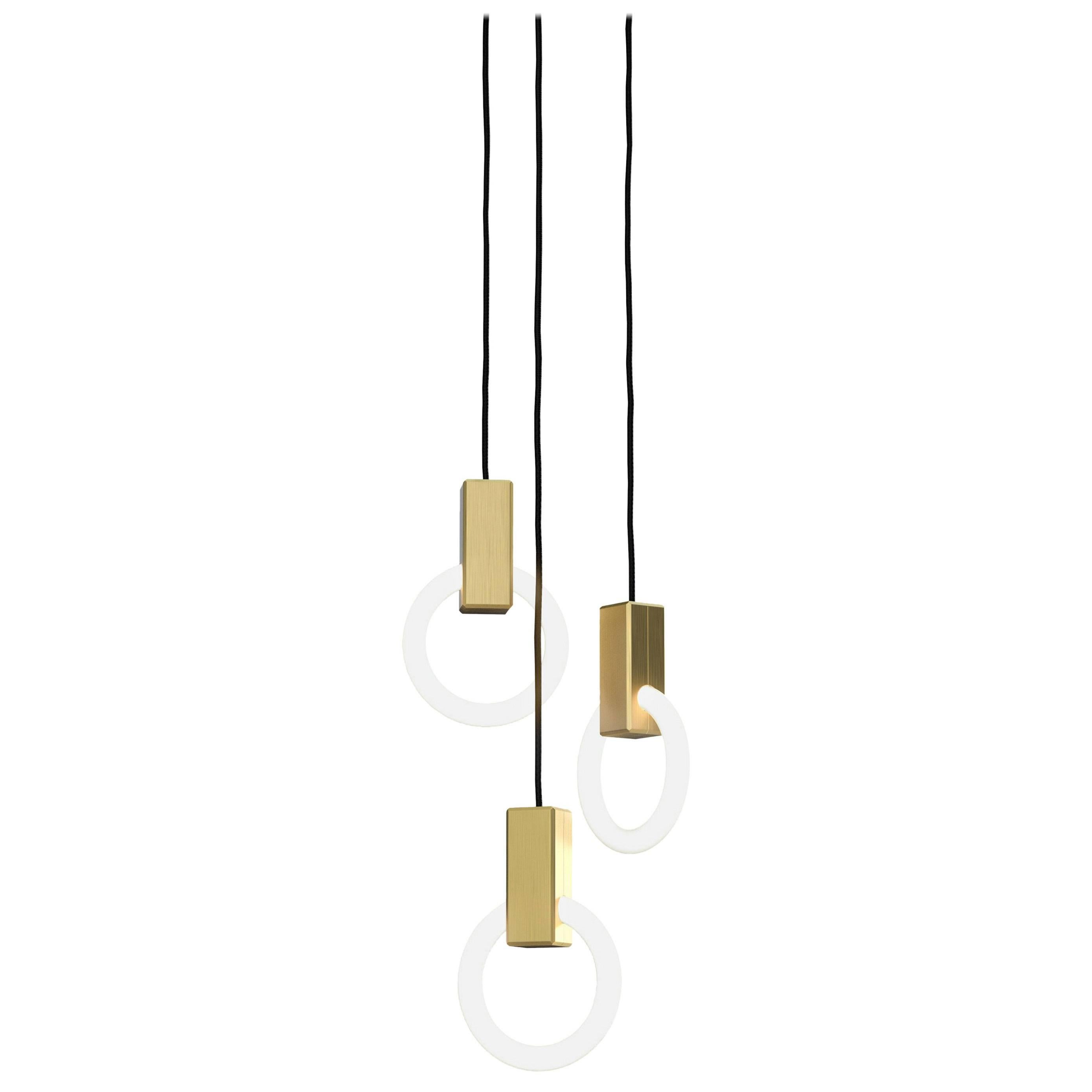 Halo C3 Brushed Brass Pendant (standard) by Matthew McCormick Studio For Sale