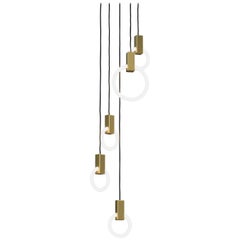 Halo C5 Brushed Brass Round Chandelier (mixed) by Matthew McCormick Studio