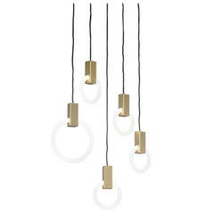 Halo C5 Brushed Brass Linear Chandelier (mixed) by Matthew McCormick Studio