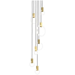 Halo C7 Round Brushed Brass Chandelier "Mixed" by Matthew McCormick Studio