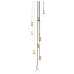 Halo C9 Brushed Brass Round Chandelier (mixed) by Matthew McCormick Studio