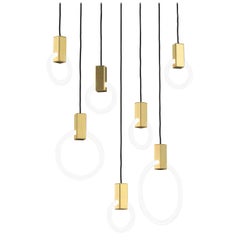 Halo C7 Brushed Brass Linear Chandelier (mixed) by Matthew McCormick Studio