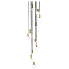 Halo C11 Round Brushed Brass Chandelier 'Mixed' by Matthew McCormick Studio