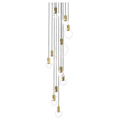 Halo C11 Round Brushed Brass Chandelier 'Mixed' by Matthew McCormick Studio