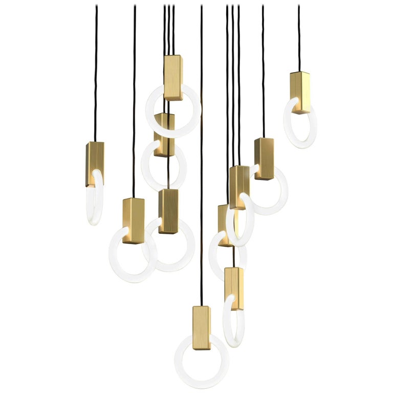 Halo C11 Brushed Brass Linear Chandelier (standard) by Matthew