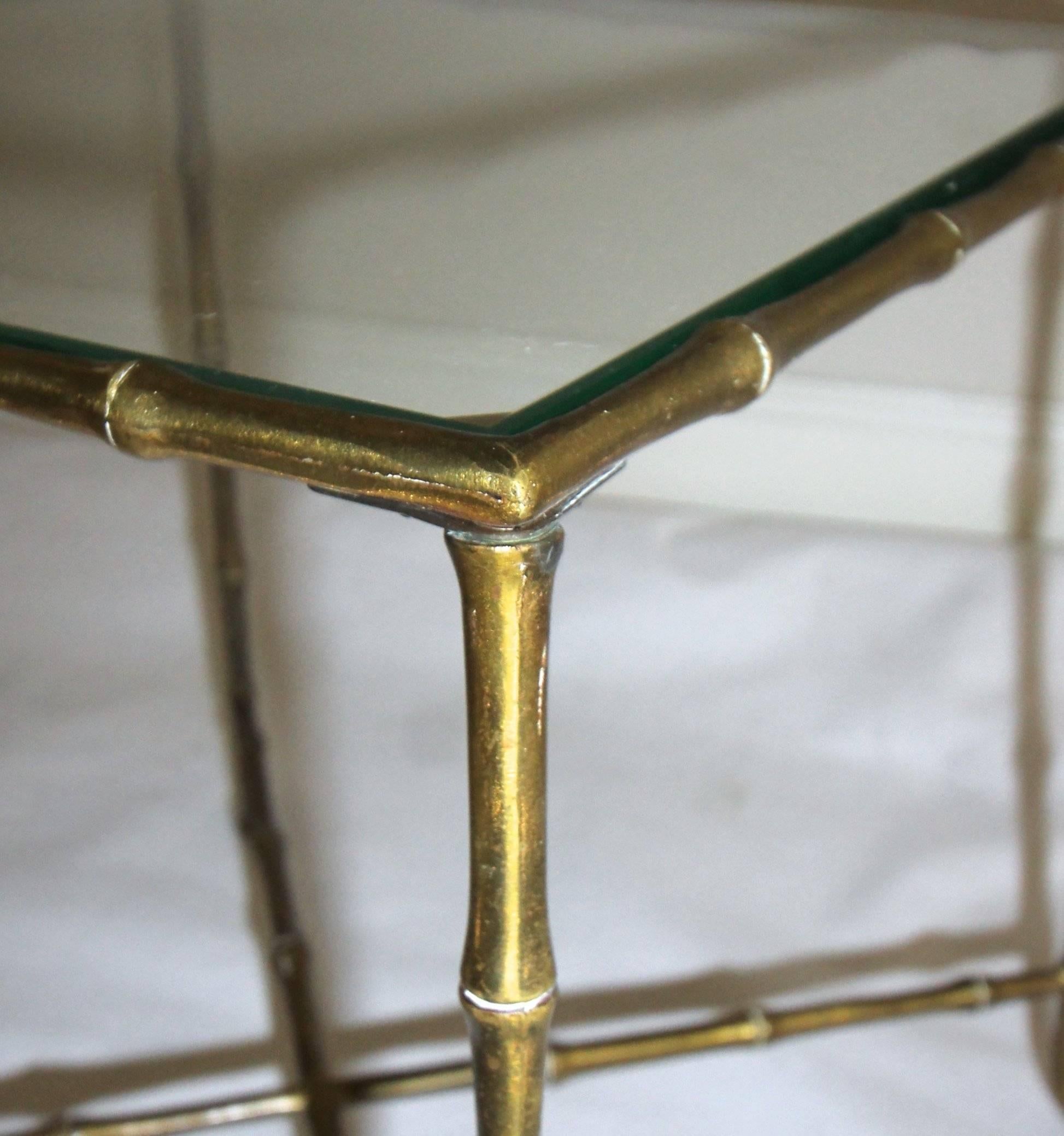 French Bagues Style Faux Brass Bamboo Side Table 5
