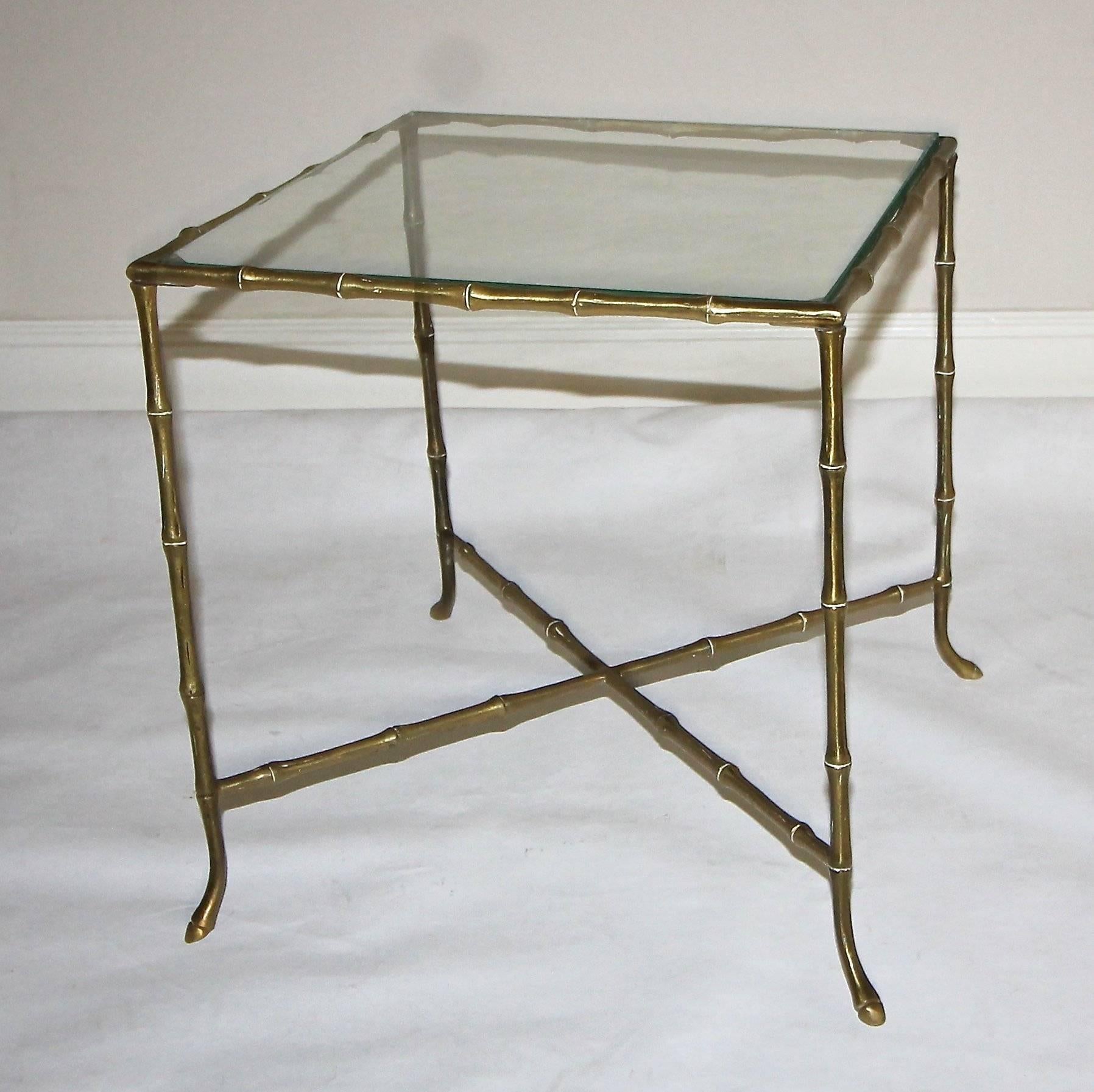 French Bagues Style Faux Brass Bamboo Side Table 2