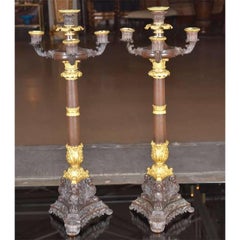Pair French Gilt Doré Bronze Empire Candelabras
