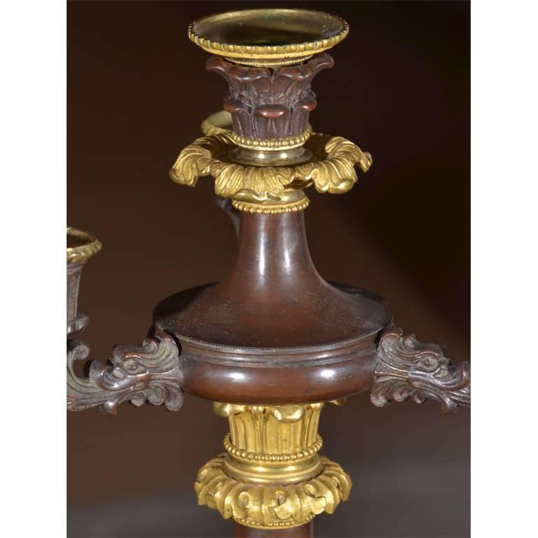 Pair French Gilt Doré Bronze Empire Candelabras For Sale 2