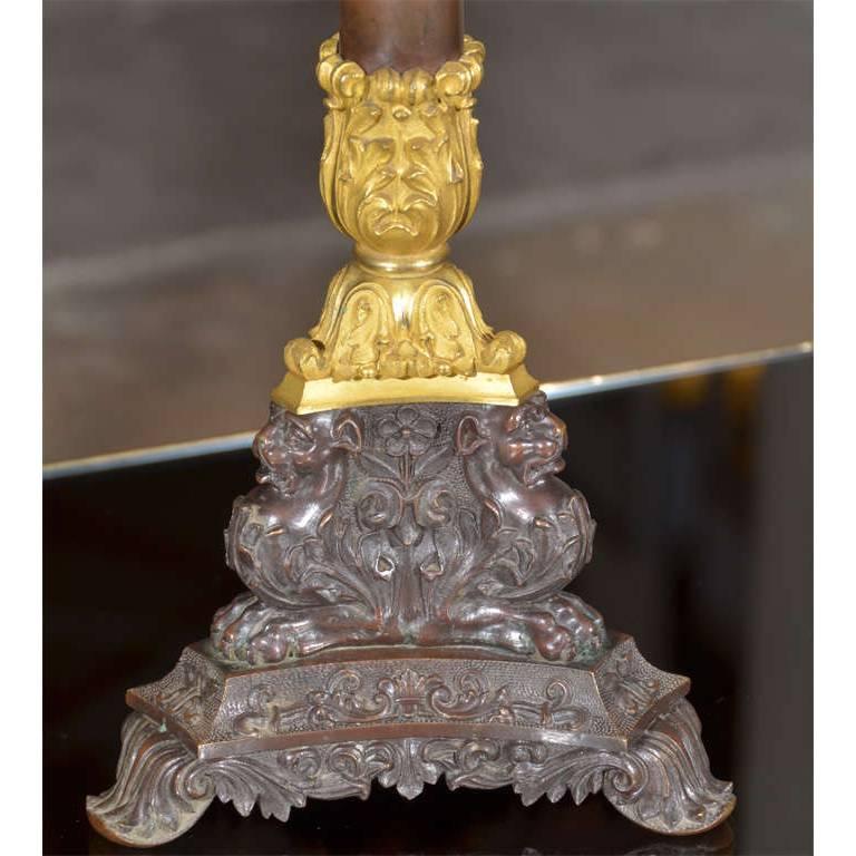 Pair French Gilt Doré Bronze Empire Candelabras For Sale 1