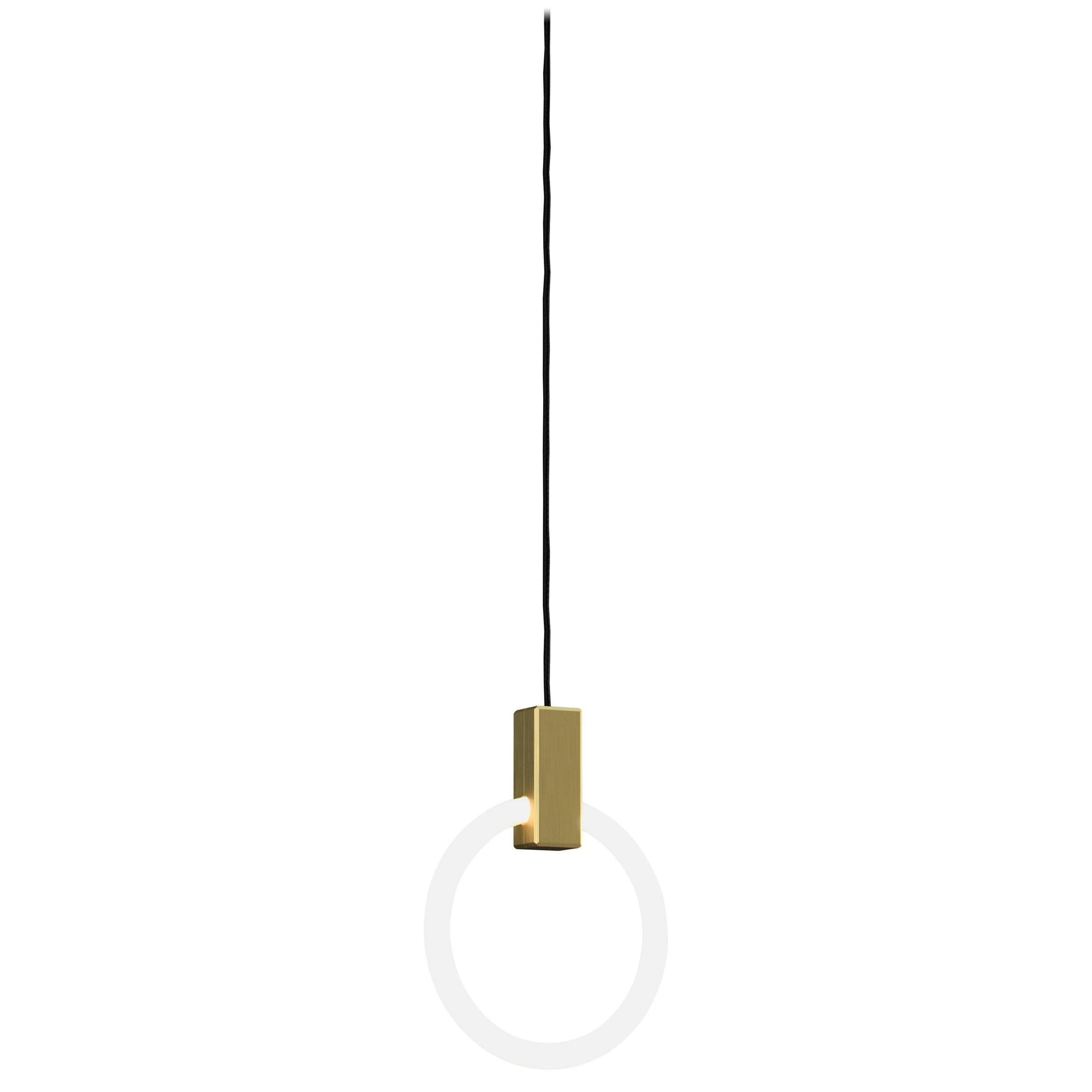 Halo 12 Brushed Brass Pendant by Matthew McCormick Studio For Sale