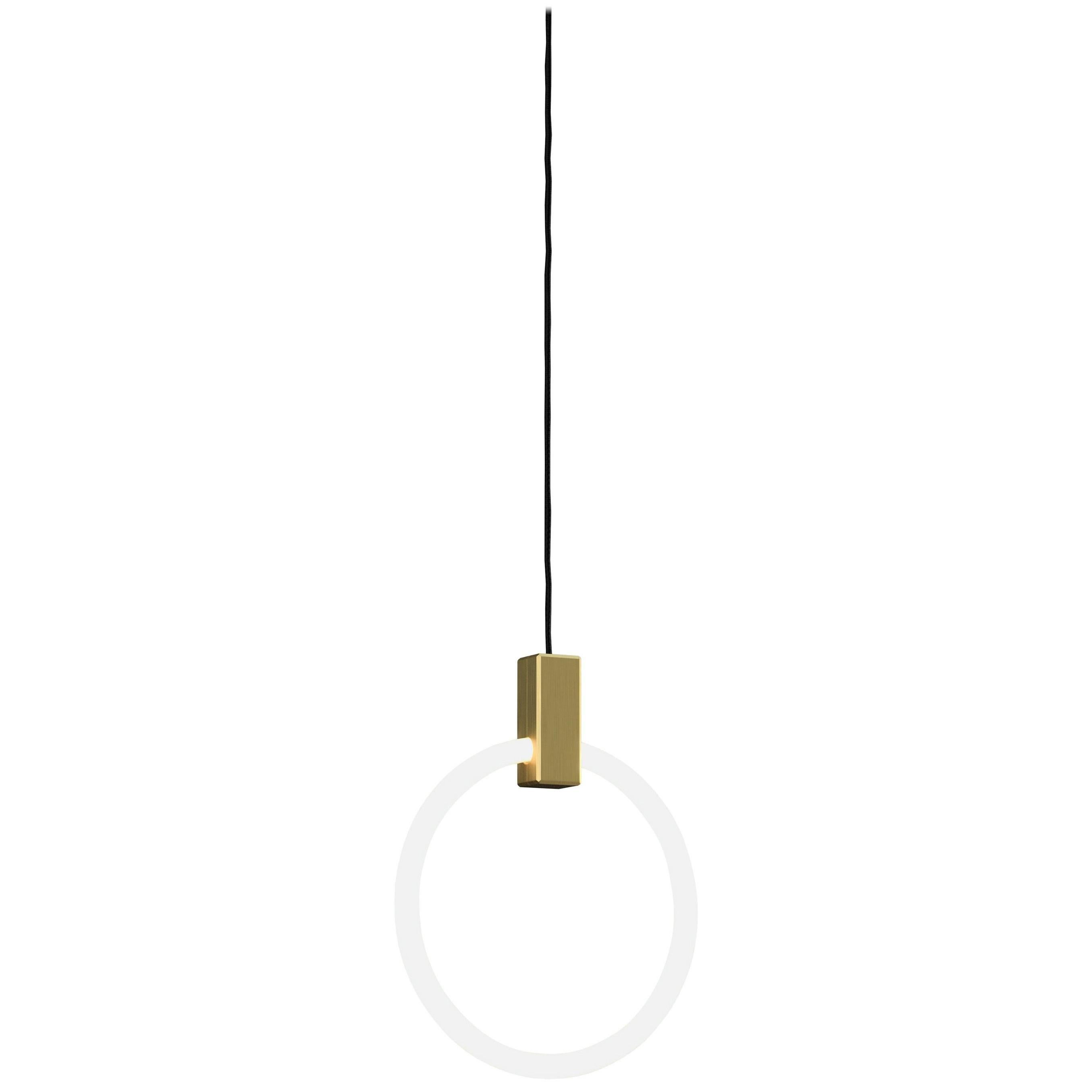 Halo 16 Brushed Brass Pendant by Matthew McCormick Studio For Sale