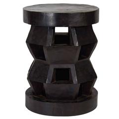 African Cubist Hand-Carved Stool