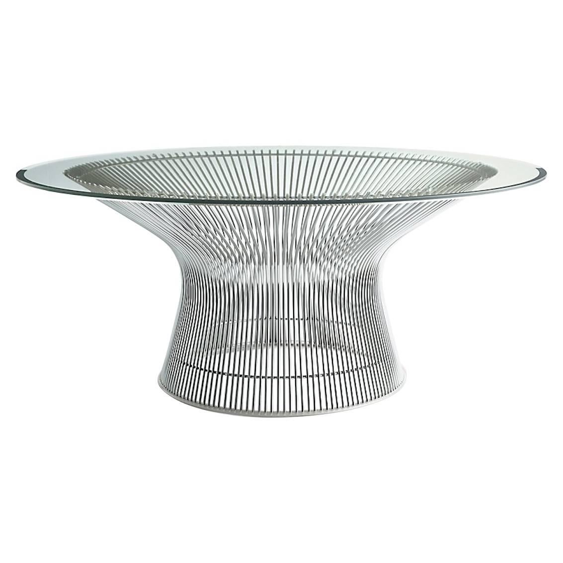 Modern Warren Platner for Knoll Chrome Coffee Table with Glass Top